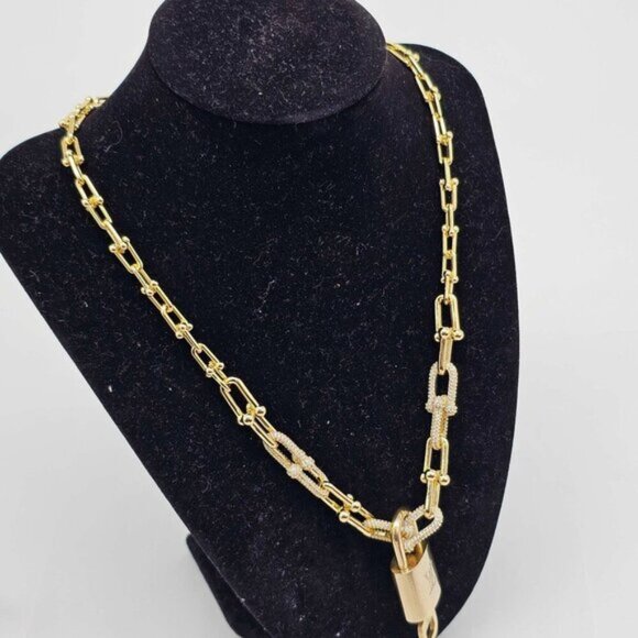 Authen Louis Vuitton Lock & Key w/unbranded 925 Pure Silver Gold plated Necklace - Picture 15 of 15